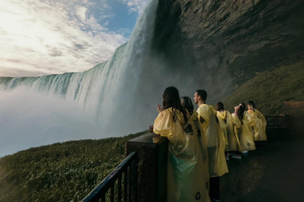Close-up view behind Niagara Falls Canadian side
